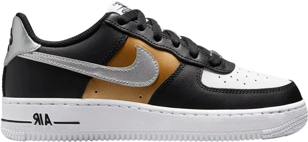 Nike Air Force 1 Black Gold Metallic Silver