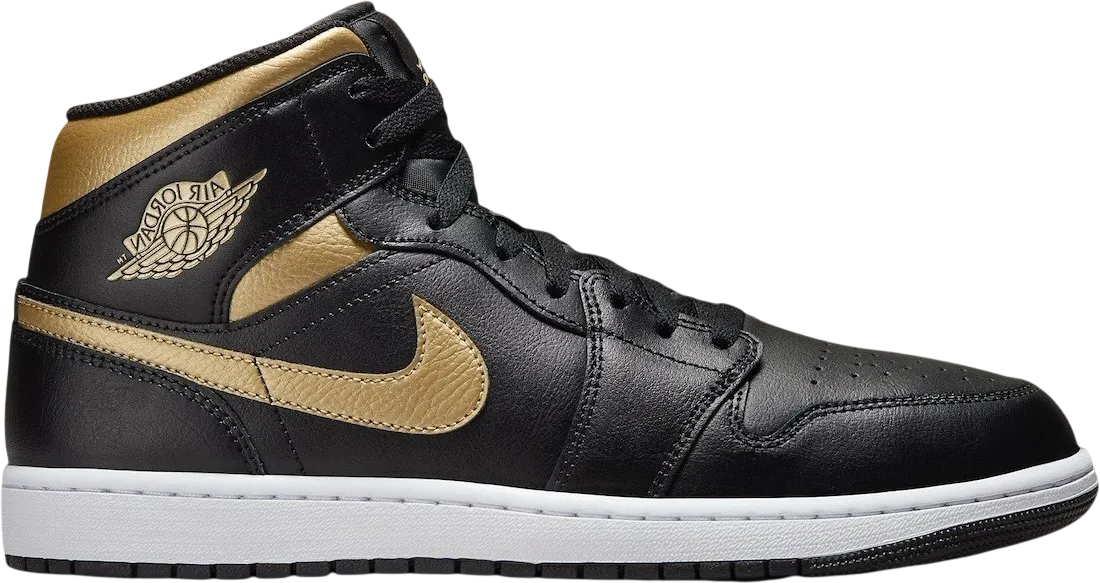 Air Jordan 1 Mid Black Metallic Gold
