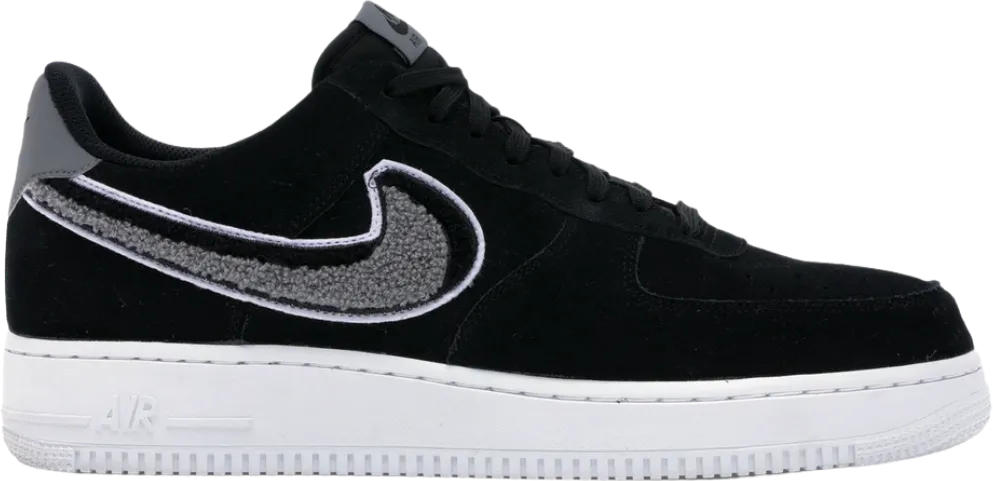 Nike Air Force 1 Low 3D Chenille Swoosh Black Cool Grey