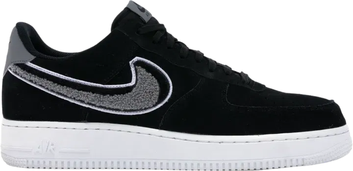 Nike Air Force 1 Low 3D Chenille Swoosh Black Cool Grey
