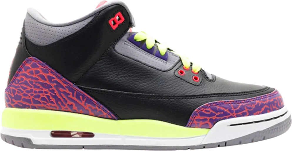 Jordan 3 Retro Black Atomic Red Volt (GS)