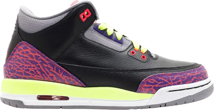 Jordan 3 Retro Black Atomic Red Volt (GS)