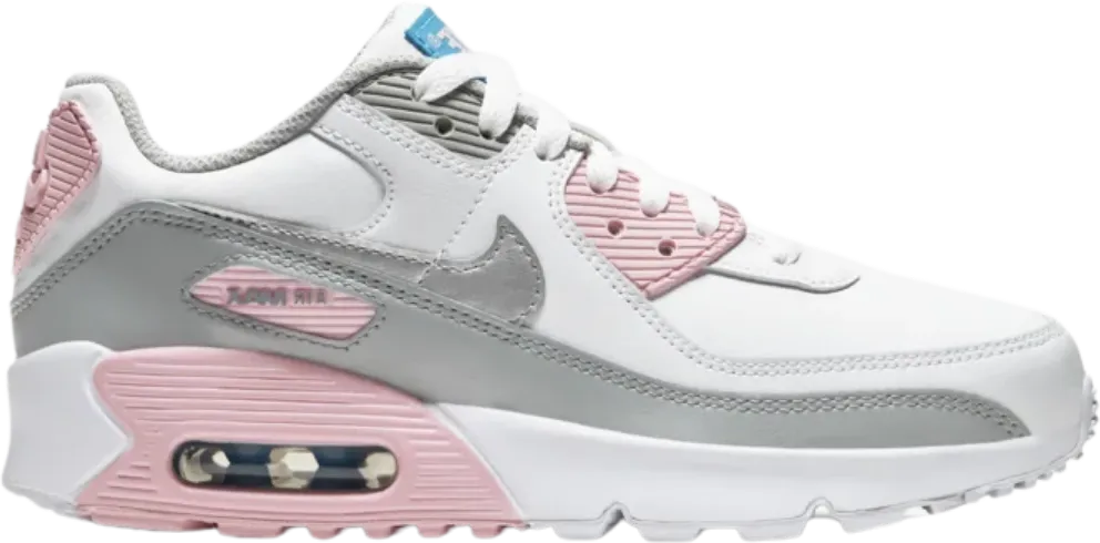 Nike Air Max 90 Leather Metallic Silver Pink (GS)