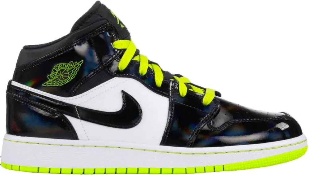 Jordan 1 Mid Black Cyber Mystic Green