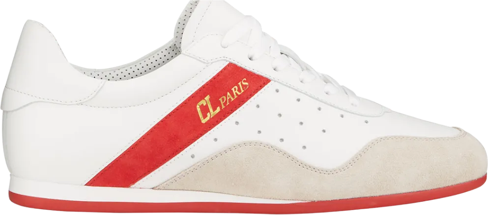 Christian Louboutin Donna Mixed Leather Red Sole Sneakers