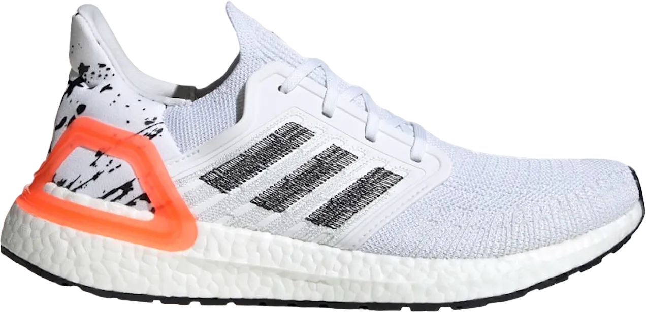 adidas Ultra Boost 20 White Orange Heel Pattern