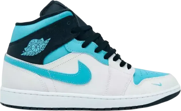 Air Jordan Retro 1 Mid Summit White Blue Chill Black