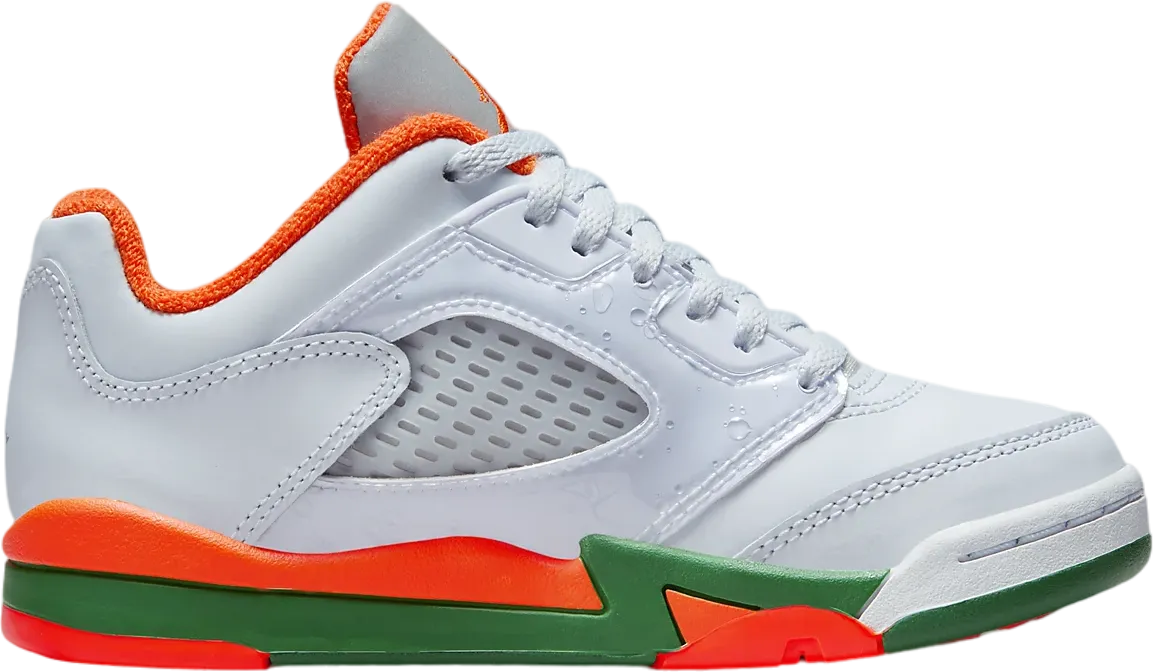 Air Jordan 5 Retro Low Hurricanes Football Grey Orange Pine Green