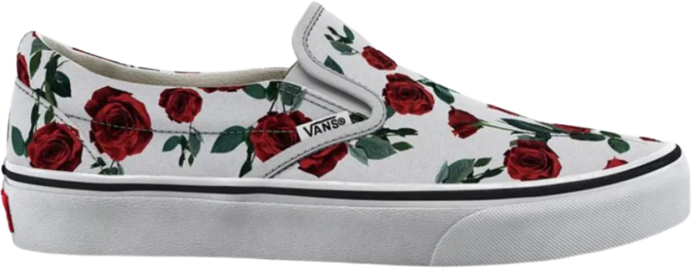 VANS Classic Slip-On Sneaker Red Roses