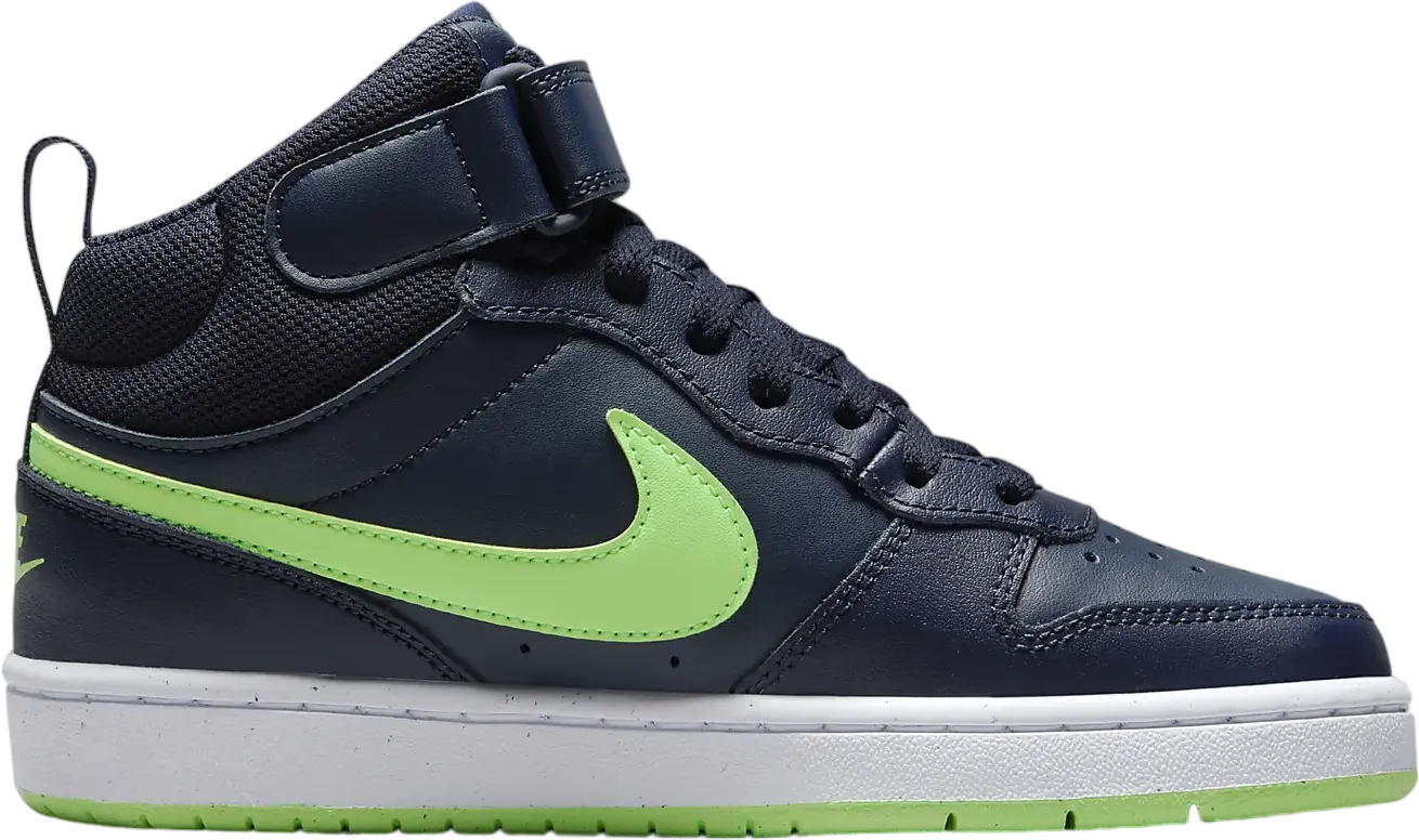 Nike Court Borough Mid 2 Dark Obsidian Lime Blast