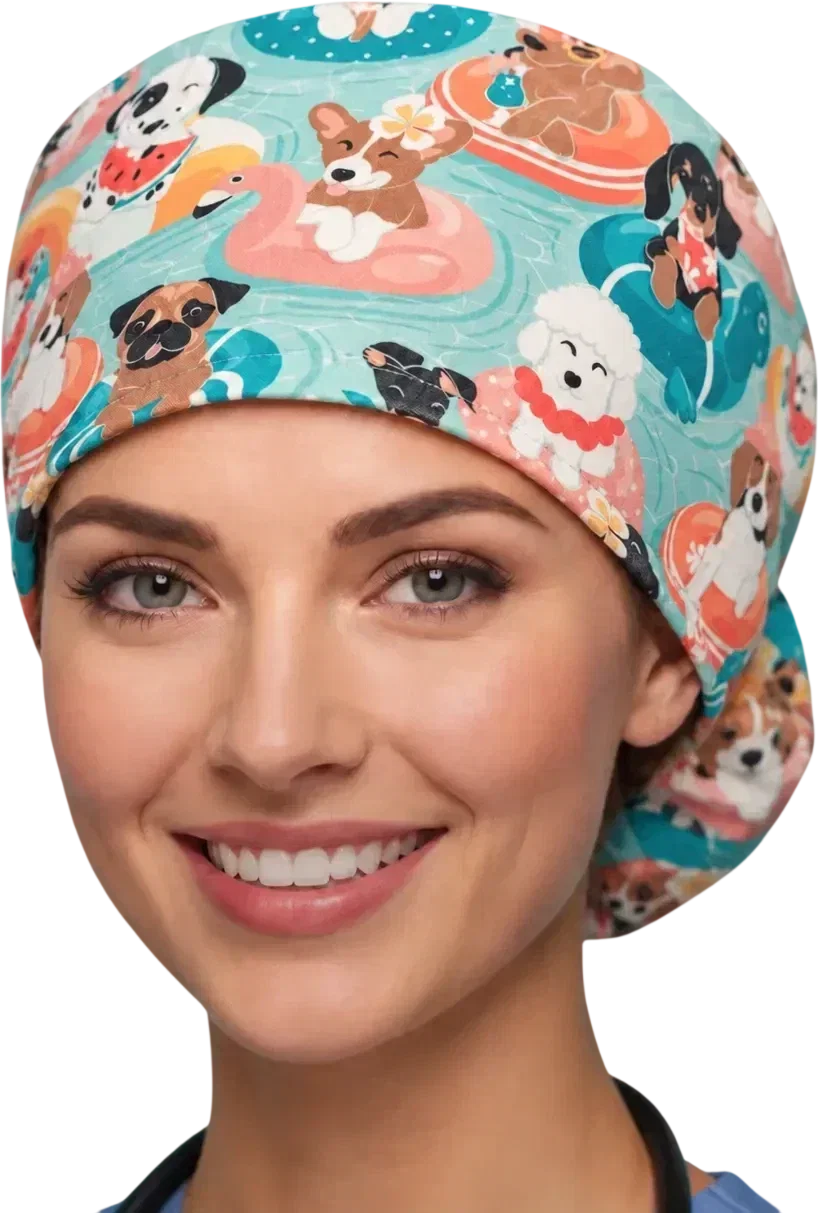 Summer Pool Pawty Scrub Caps Summer Pool