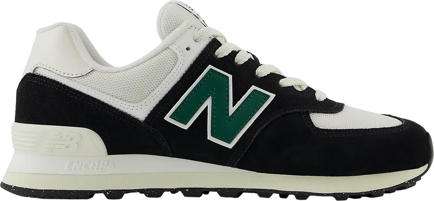 New Balance 574 Black White Marsh Green