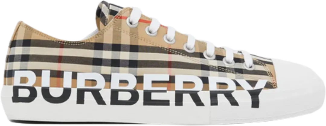 Burberry Logo Print Vintage Check Cotton Sneakers Archive Beige (Women's)