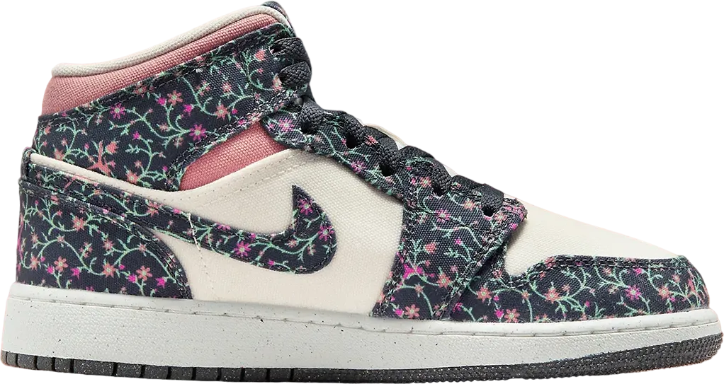 Air Jordan 1 Mid GS Floral Canvas