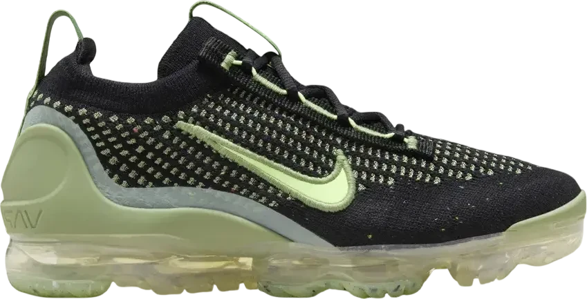 Nike Air VaporMax 2021 Flyknit GS Black Vintage Green