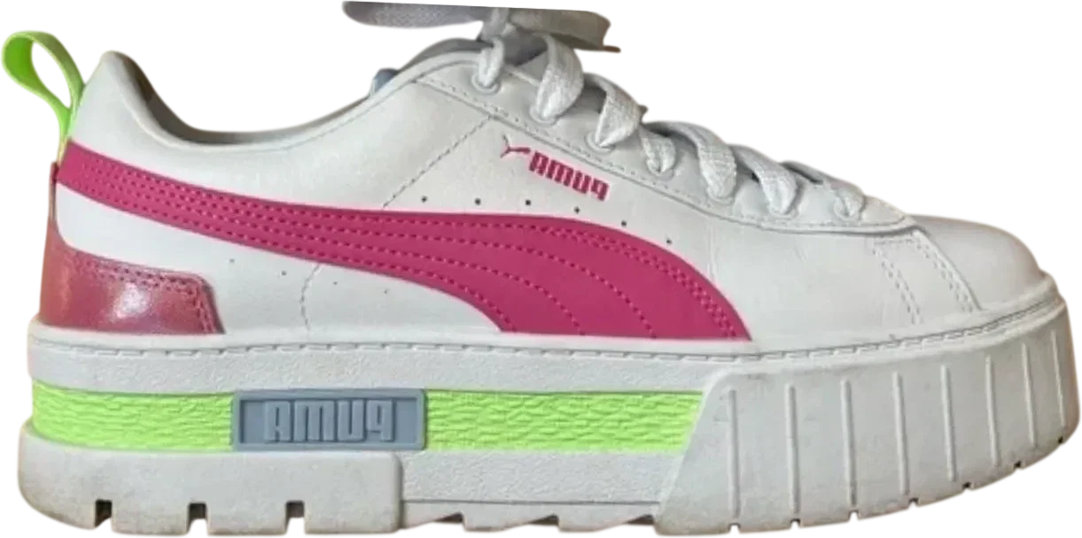Puma White and Pink Loafers